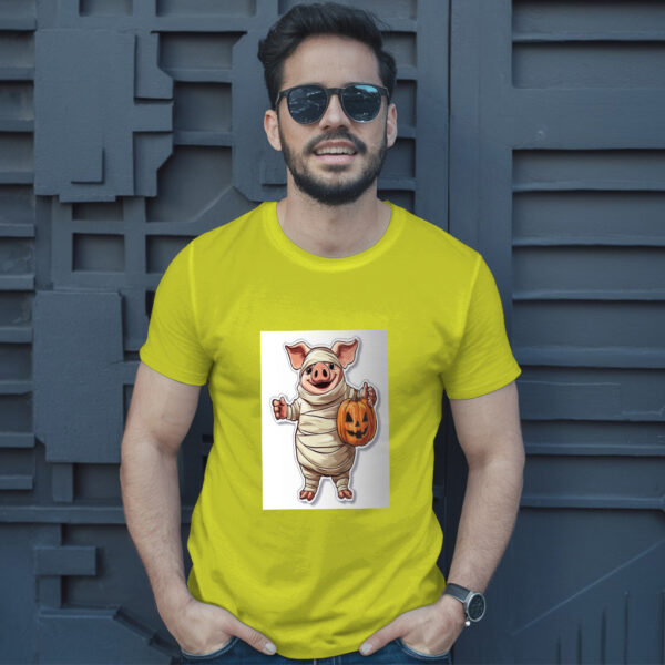 A Cartoon Of A Pig Wearing A Pumpkin And A Pumpkin T-Shirt - Image 12