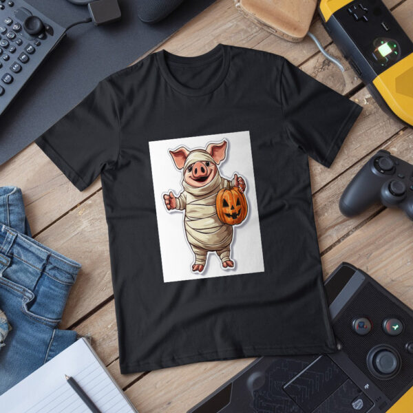A Cartoon Of A Pig Wearing A Pumpkin And A Pumpkin T-Shirt