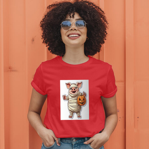 A Cartoon Of A Pig Wearing A Pumpkin And A Pumpkin T-Shirt - Image 9