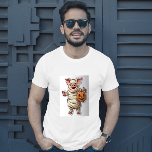 A Cartoon Of A Pig Wearing A Pumpkin And A Pumpkin T-Shirt - Image 10