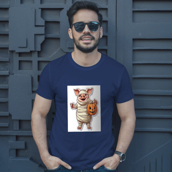 A Cartoon Of A Pig Wearing A Pumpkin And A Pumpkin T-Shirt - Image 4