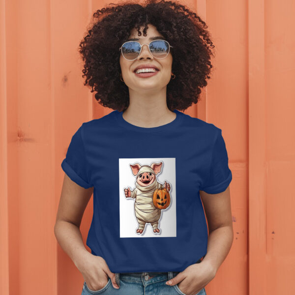 A Cartoon Of A Pig Wearing A Pumpkin And A Pumpkin T-Shirt - Image 5