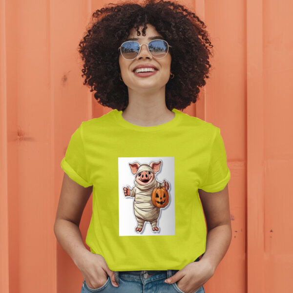 A Cartoon Of A Pig Wearing A Pumpkin And A Pumpkin T-Shirt - Image 13