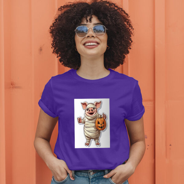 A Cartoon Of A Pig Wearing A Pumpkin And A Pumpkin T-Shirt - Image 7