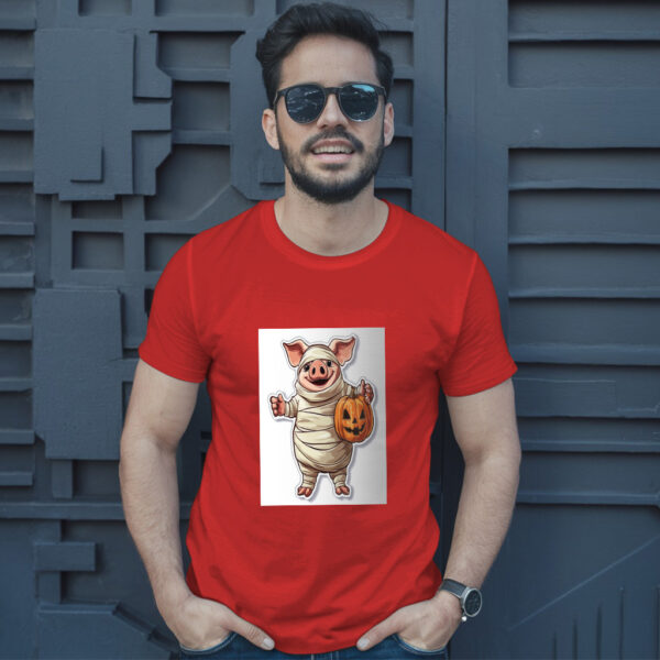 A Cartoon Of A Pig Wearing A Pumpkin And A Pumpkin T-Shirt - Image 8