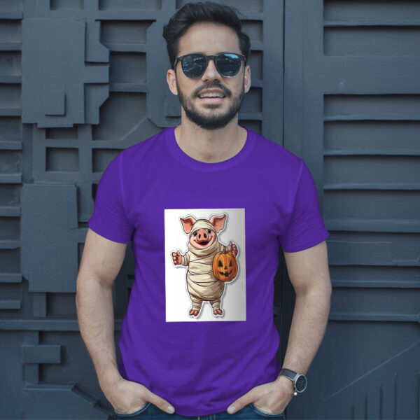 A Cartoon Of A Pig Wearing A Pumpkin And A Pumpkin T-Shirt - Image 6