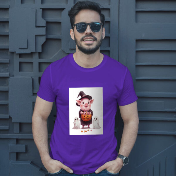 A Cartoon Of A Pig With A Pumpkin On It And A Pumpkin With Sprinkles On It T-Shirt - Image 6