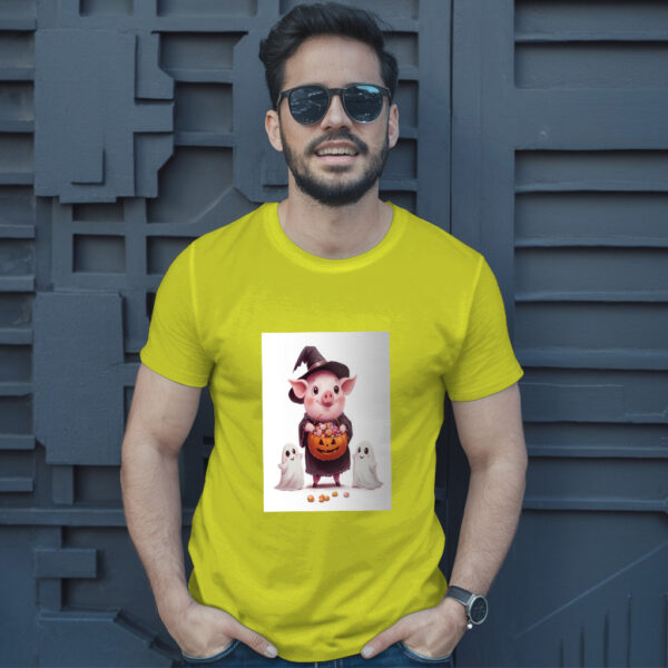A Cartoon Of A Pig With A Pumpkin On It And A Pumpkin With Sprinkles On It T-Shirt - Image 12