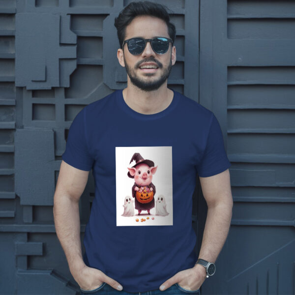 A Cartoon Of A Pig With A Pumpkin On It And A Pumpkin With Sprinkles On It T-Shirt - Image 4