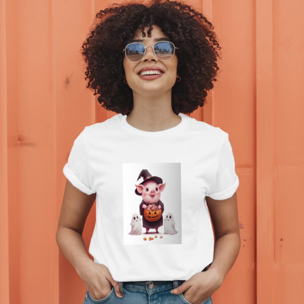 A Cartoon Of A Pig With A Pumpkin On It And A Pumpkin With Sprinkles On It T-Shirt - Image 11