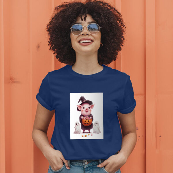 A Cartoon Of A Pig With A Pumpkin On It And A Pumpkin With Sprinkles On It T-Shirt - Image 5