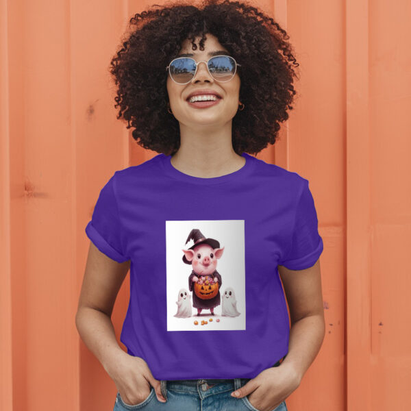 A Cartoon Of A Pig With A Pumpkin On It And A Pumpkin With Sprinkles On It T-Shirt - Image 7