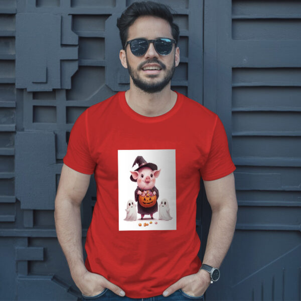A Cartoon Of A Pig With A Pumpkin On It And A Pumpkin With Sprinkles On It T-Shirt - Image 8
