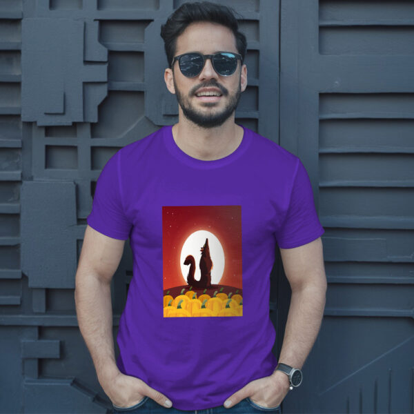 Angry Wolf Howling To The Moon In Scene Of Halloween T-Shirt - Image 6