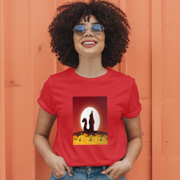 Angry Wolf Howling To The Moon In Scene Of Halloween T-Shirt - Image 9