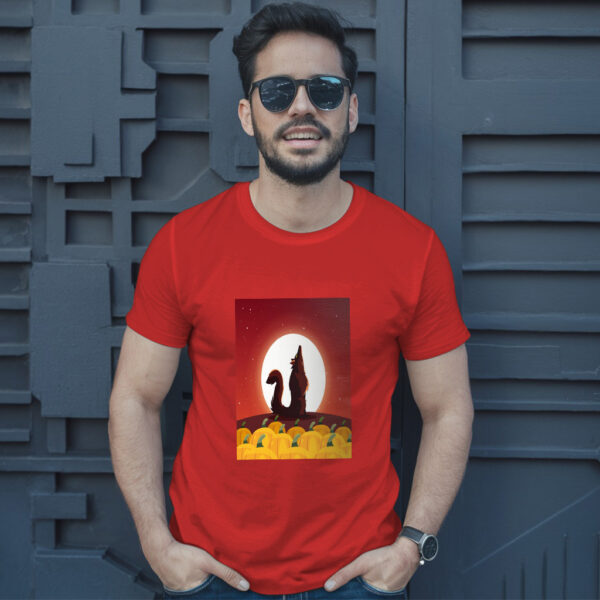 Angry Wolf Howling To The Moon In Scene Of Halloween T-Shirt - Image 8