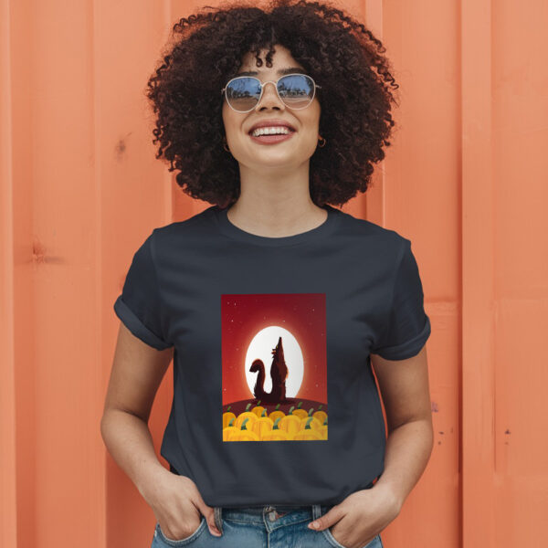 Angry Wolf Howling To The Moon In Scene Of Halloween T-Shirt - Image 3