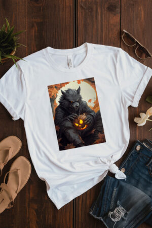 Anime Style Illustration With Scary Halloween Scene T-Shirt