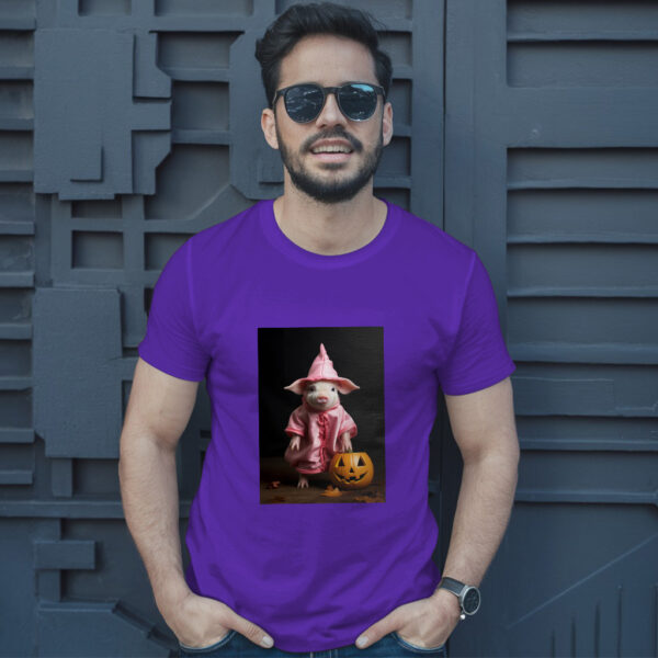 Araffe Dressed In A Pink Robe And A Pink Hat Holding A Pumpkin Generative T-Shirt - Image 6