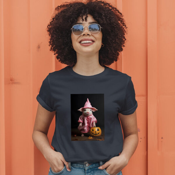 Araffe Dressed In A Pink Robe And A Pink Hat Holding A Pumpkin Generative T-Shirt - Image 3