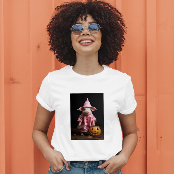 Araffe Dressed In A Pink Robe And A Pink Hat Holding A Pumpkin Generative T-Shirt - Image 11