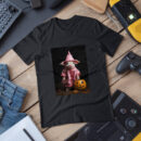 Araffe Dressed In A Pink Robe And A Pink Hat Holding A Pumpkin Generative T-Shirt