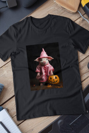 Araffe Dressed In A Pink Robe And A Pink Hat Holding A Pumpkin Generative T-Shirt
