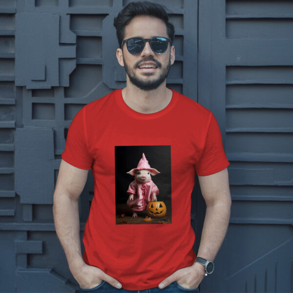 Araffe Dressed In A Pink Robe And A Pink Hat Holding A Pumpkin Generative T-Shirt - Image 8