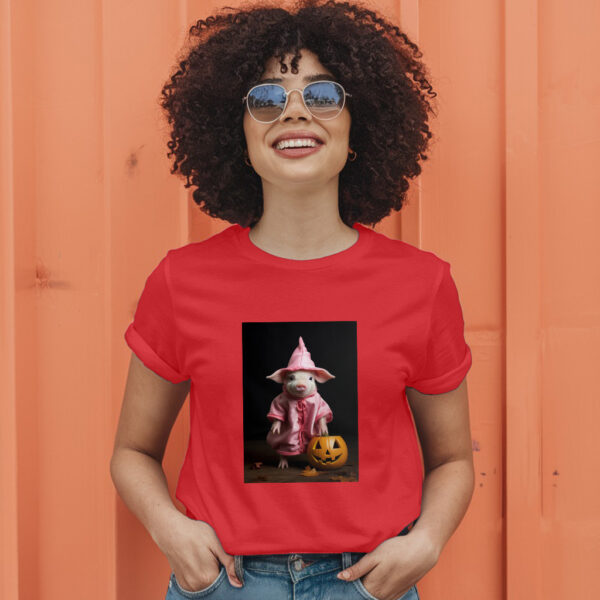 Araffe Dressed In A Pink Robe And A Pink Hat Holding A Pumpkin Generative T-Shirt - Image 9