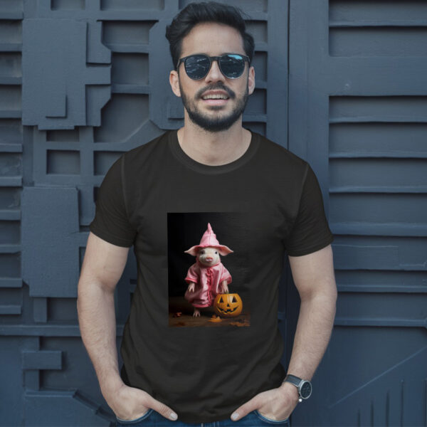Araffe Dressed In A Pink Robe And A Pink Hat Holding A Pumpkin Generative T-Shirt - Image 2