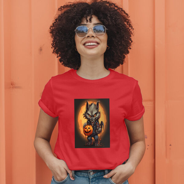 Cartoon Illustration Of A Werewolf Holding A Jack O Lantern Generative Ai T-Shirt - Image 9