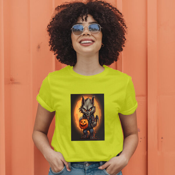 Cartoon Illustration Of A Werewolf Holding A Jack O Lantern Generative Ai T-Shirt - Image 13