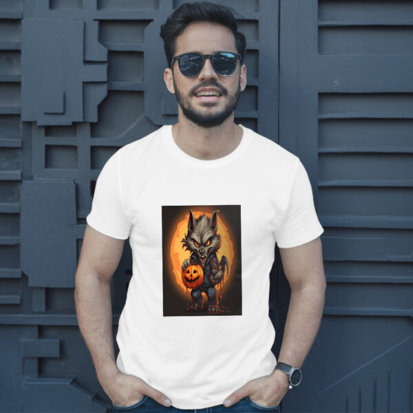 Cartoon Illustration Of A Werewolf Holding A Jack O Lantern Generative Ai T-Shirt - Image 10