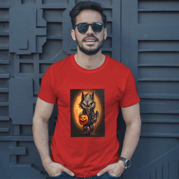 Cartoon Illustration Of A Werewolf Holding A Jack O Lantern Generative Ai T-Shirt - Image 8