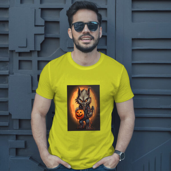 Cartoon Illustration Of A Werewolf Holding A Jack O Lantern Generative Ai T-Shirt - Image 12