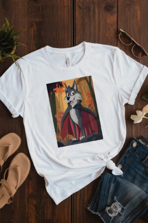 Charming Vector Art Of A Wolf Dressed As A Vampire T-Shirt