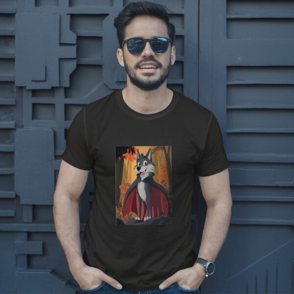 Charming Vector Art Of A Wolf Dressed As A Vampire T-Shirt - Image 2