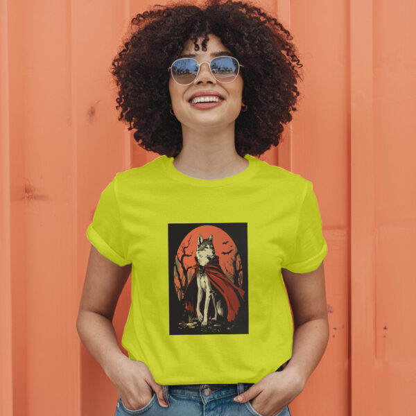 Charming Vector Illustration Of A Wolf In Vampire Attire T-Shirt - Image 13