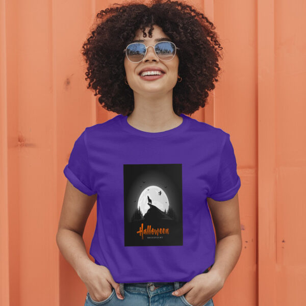 Creepy Halloween Background With Wolves T-Shirt - Image 7