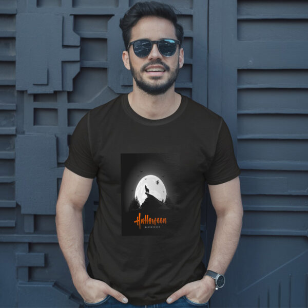 Creepy Halloween Background With Wolves T-Shirt - Image 2