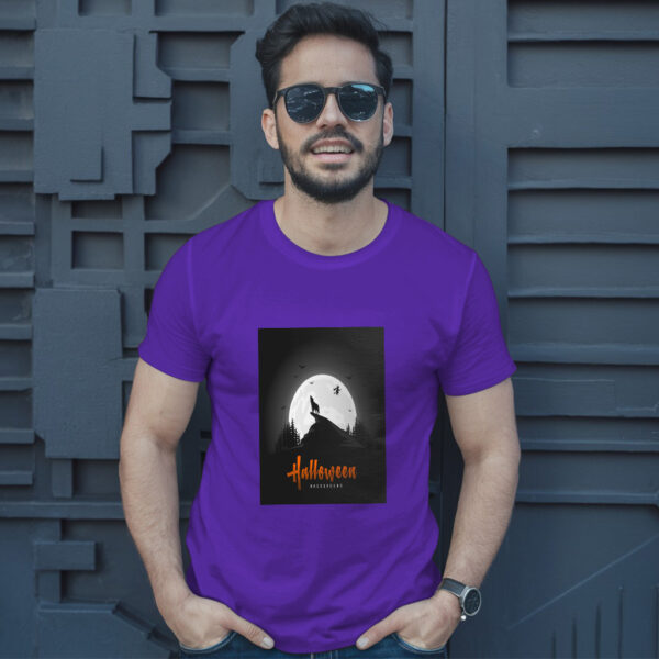 Creepy Halloween Background With Wolves T-Shirt - Image 6
