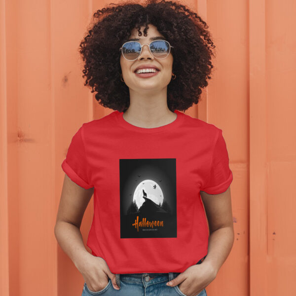 Creepy Halloween Background With Wolves T-Shirt - Image 9
