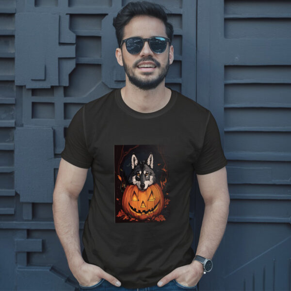 Curious Wolf Peeking Through The Forest T-Shirt - Image 2