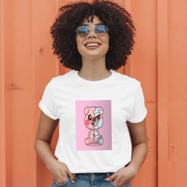 Cute Pig Robot Cyborg Cartoon Vector Icon Illustration Animal Icon T-Shirt - Image 11
