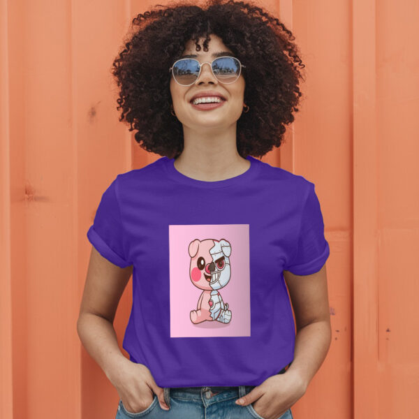 Cute Pig Robot Cyborg Cartoon Vector Icon Illustration Animal Icon T-Shirt - Image 7