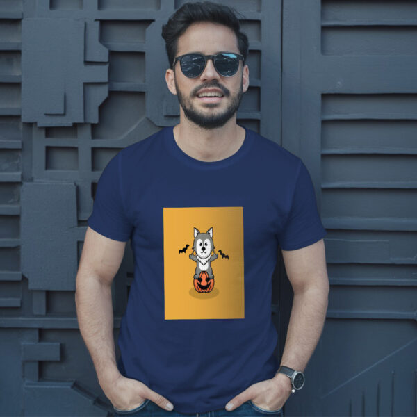 Cute Wolf In Halloween Cartoon Illustration 2 T-Shirt - Image 4