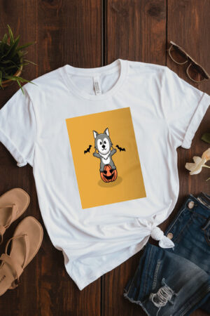 Cute Wolf In Halloween Cartoon Illustration 2 T-Shirt