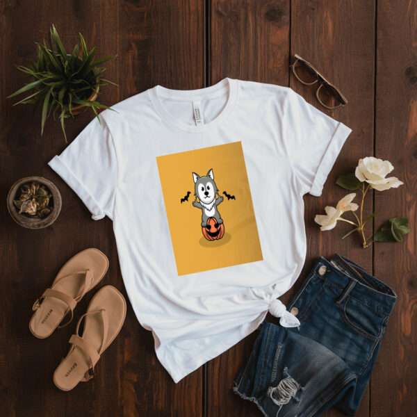 Cute Wolf In Halloween Cartoon Illustration 2 T-Shirt