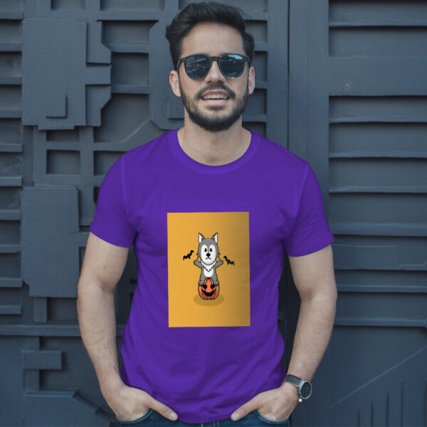 Cute Wolf In Halloween Cartoon Illustration 2 T-Shirt - Image 6