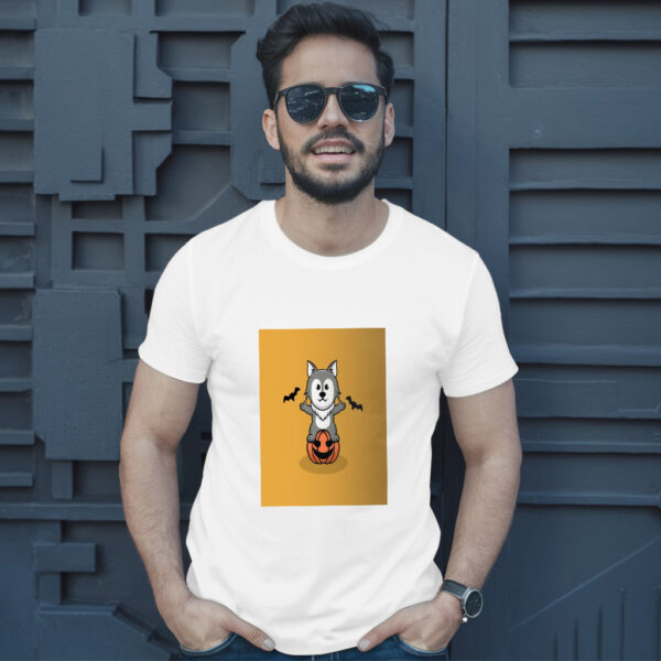 Cute Wolf In Halloween Cartoon Illustration 2 T-Shirt - Image 10